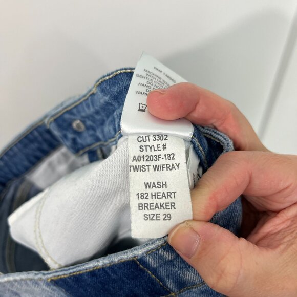 AMO Size 29 Blue Twist Heartbreaker Ankle Slim Straight Fray Hem Jeans - Picture 14 of 16